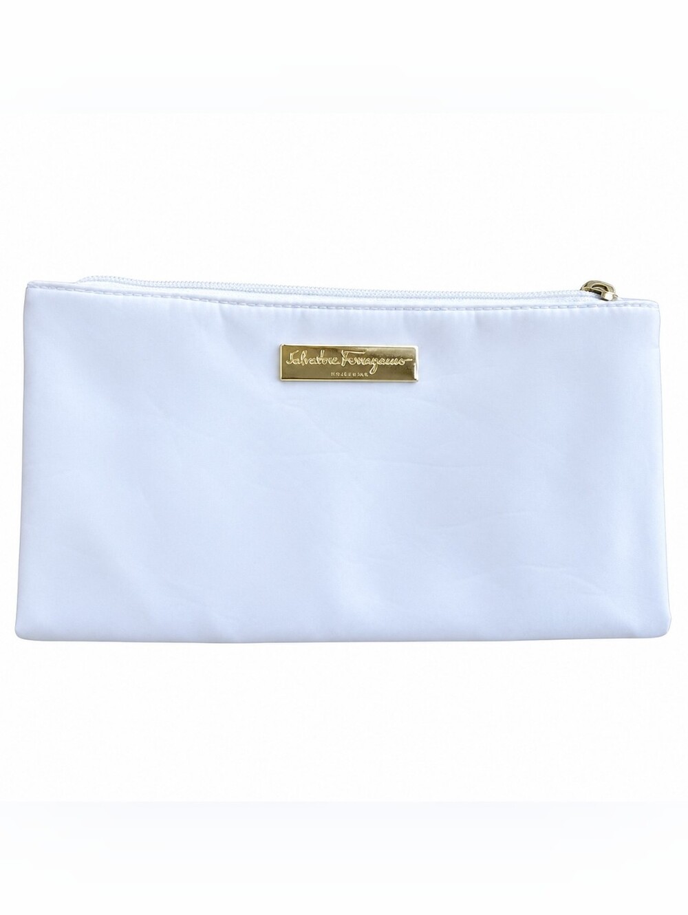 Salvatore Ferragamo Parfums White Cosmetic Clutch GUC